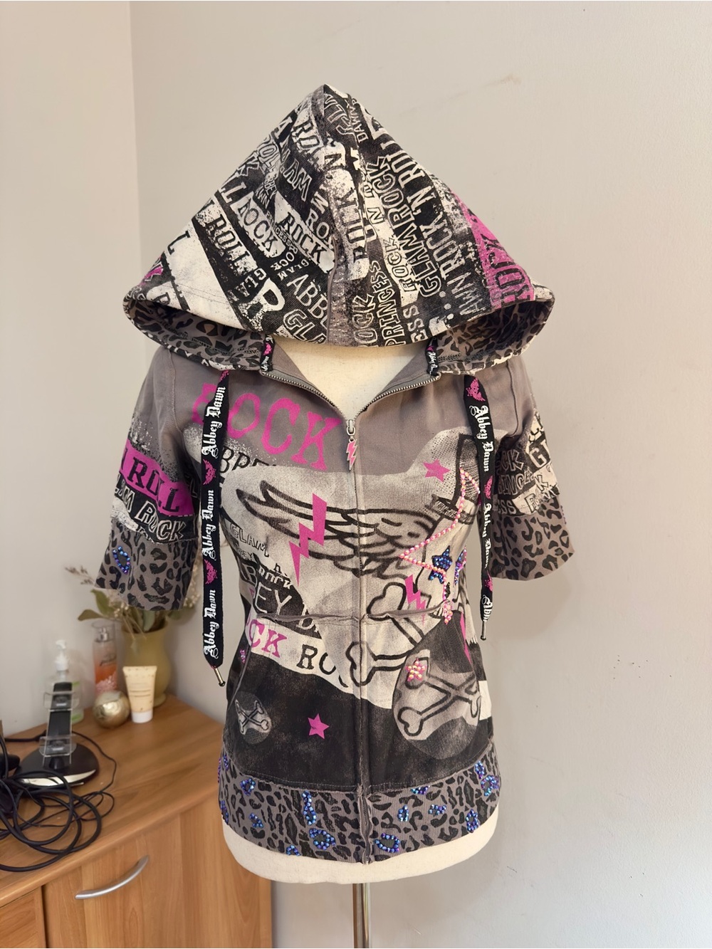 Punk Rock and Roll Princess Rare Bedazzled Avril Lavigne Abbey Dawn Zip Hoodie